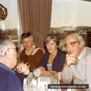 Gerry und Frieda Sternberg, Helen und Frank Gale (aka Fritz Gröschler) am 26. April 1984 im "Wattkieker" in Harlesiel
