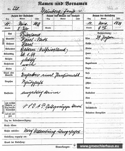1938-11-10 Polizeigefängnis Weinberg